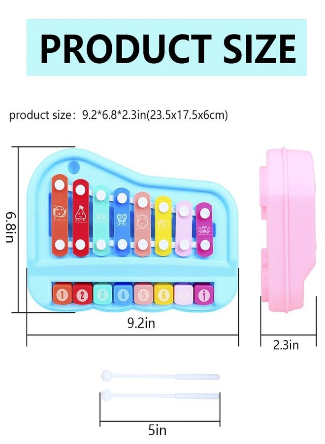 Liyujuping 2 in 1 Piano Xylophone for Toddlers ,8 Multicolored Cause and Effect Toys Baby Xylophone,Musical Instrument Toy Piano for Toddlers (Blue) - Image 5